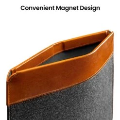 Tomtoc Vintage Polyurethane Leather Laptop Sleeve For 13, 14 & 16 Inch Laptop (Intelligent Magnet Closure, Grey) -Tomtoc 261028 11 asmyqi