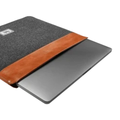 Tomtoc Vintage Polyurethane Leather Laptop Sleeve For 13, 14 & 16 Inch Laptop (Intelligent Magnet Closure, Grey) -Tomtoc 261028 14 hxupml