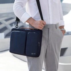 Tomtoc Defender Fabric Laptop Sling Bag For 15.6 Inch Laptop (Water Resistant, Navy Blue) -Tomtoc 265887 10 pobx0g