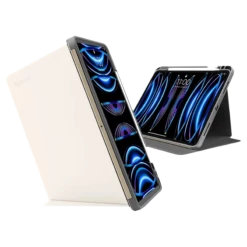 Tomtoc Inspire B02 PU Leather Flip Case For Apple IPad 11 Inch (Military Grade Protection, Ivory White)