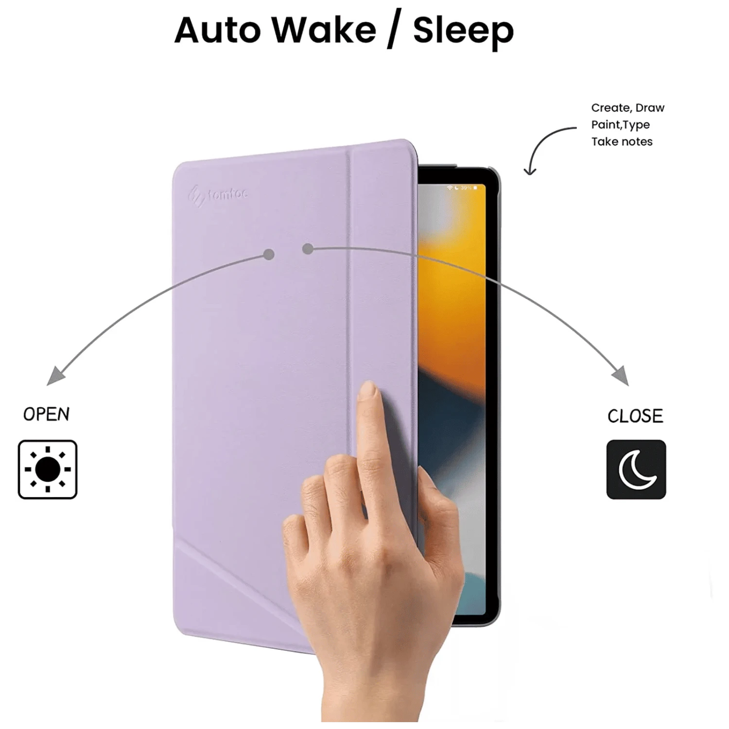 Tomtoc Inspire B02 PU Leather Flip Case For Apple IPad 10.2 Inch (Military Grade Protection, Lavender) 6 Tomtoc Inspire B02 PU Leather Flip Case For Apple IPad 10.2 Inch (Military Grade Protection, Lavender) - Image 4