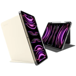 Tomtoc Inspire B02 PU Leather Flip Case For Apple IPad 12.9 Inch (Military Grade Protection, Ivory White)