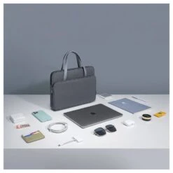 Tomtoc The Her Laptop Handbag For Up To 35.56 Cm (14 Inch) Laptop With Soft PU Leather Handle, Grey H21-C01G01(493665246) -Tomtoc Tomtoc H21 C01G01 Sleeve 493665246 i 5 1200Wx1200H